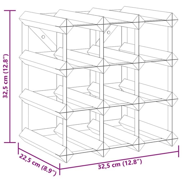 Weinregal für 12 Flaschen Schwarz Massivholz Kiefer – Bild 9