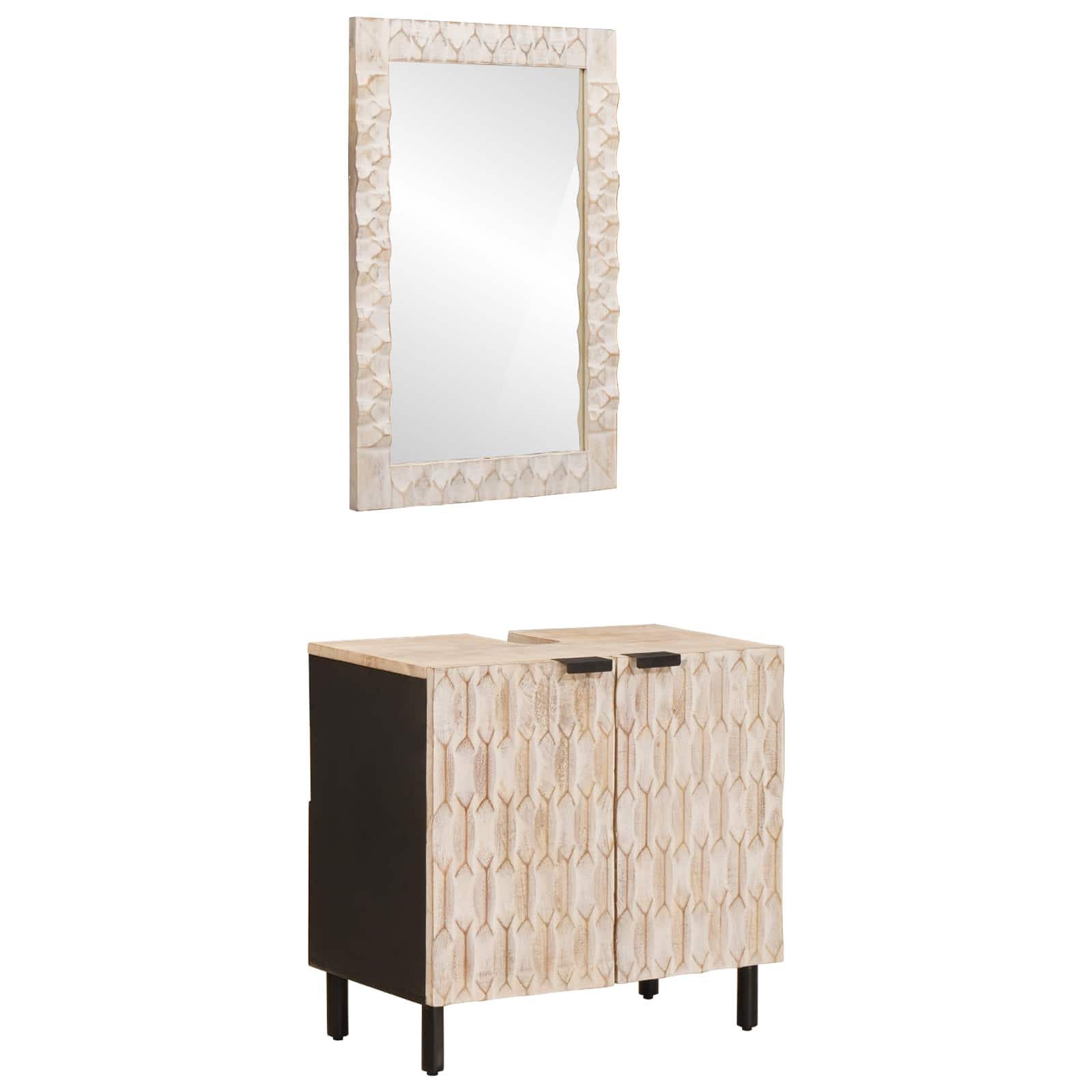 3310030_1.jpg Badezimmer Sets Weisse gewaschene Oberfläche Massivholz Mango – Bild 1