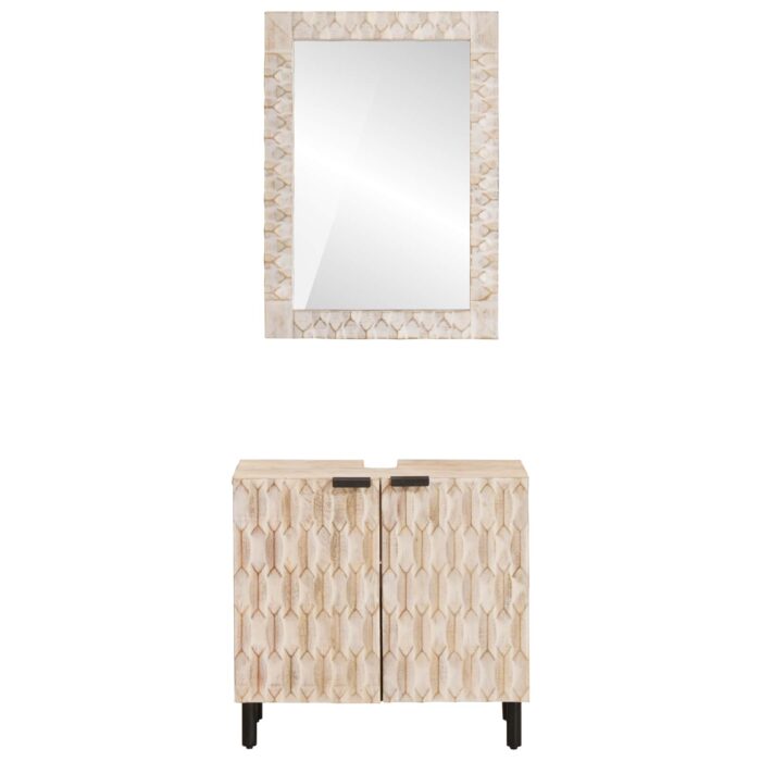 Badezimmer Sets Weisse gewaschene Oberfläche Massivholz Mango – Bild 5