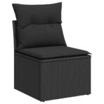 6-tlg. Garten-Sofagarnitur mit Kissen Schwarz Poly Rattan – Bild 3