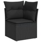 6-tlg. Garten-Sofagarnitur mit Kissen Schwarz Poly Rattan – Bild 4