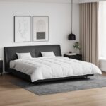 Bettdecken Set mit Kissen 3 pcs Weiss Mikrofaser und Baumwolle