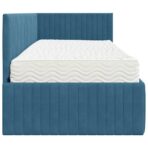 Eckbettgestell mit Matratze mit Kopfteil 2 pcs Blau Samt – Bild 8