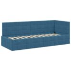 Eckbettgestell mit Matratze mit Kopfteil 2 pcs Blau Samt – Bild 6
