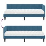 Eckbettgestell mit Matratze mit Kopfteil 2 pcs Blau Samt – Bild 12