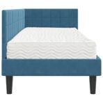 Eckbettgestell mit Matratze mit Kopfteil 2 pcs Blau Samt – Bild 8