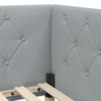 Eckbettgestell mit Matratze Hellgrau 80 x 200 cm Stoff – Bild 10