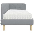 Eckbettgestell mit Matratze Hellgrau 80 x 200 cm Stoff – Bild 8