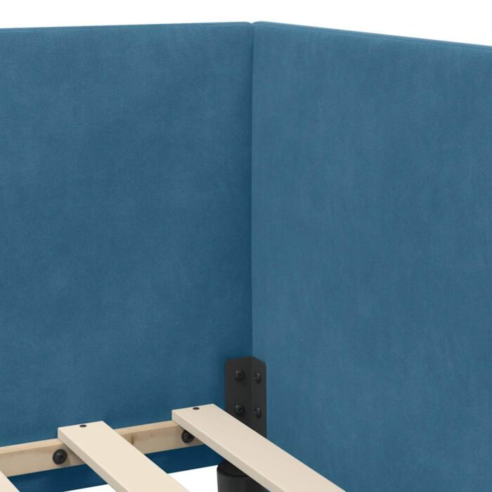 Eckbettgestell mit Matratze mit Kopfteil 2 pcs Blau Samt – Bild 10