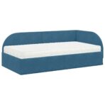 Eckbettgestell mit Matratze mit Kopfteil 2 pcs Blau Samt – Bild 4