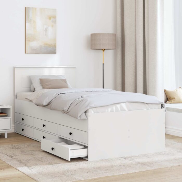 Tagesbett Weiss und Schwarz 100 x 200 cm Holzwerkstoff – Bild 3