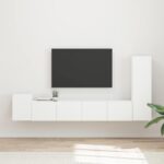 TV-Schrankset Wandmontiert 3 pcs Weiss Holzwerkstoff