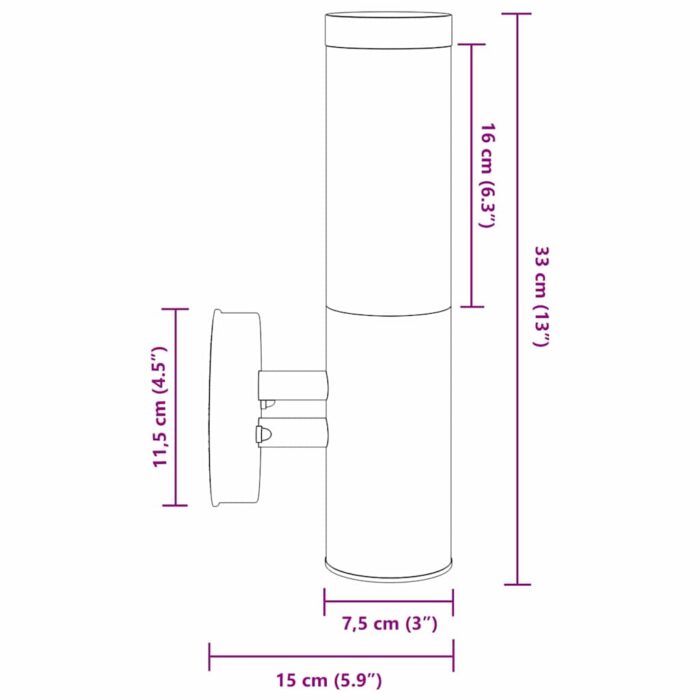 Aussenwandleuchte Silber 15 x 7,5 x 33 cm Edelstahl und Plastik – Bild 11