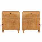 Nachttisch mit - Massivholz Akazie – Bild 10