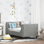 Kinderbettgestell mit Kopfteil Hellgrau 70 x 140 cm Samt