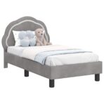 Kinderbettgestell mit Kopfteil Hellgrau 70 x 140 cm Samt – Bild 2