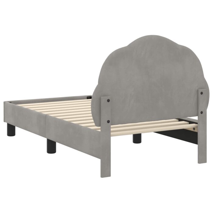 Kinderbettgestell mit Kopfteil Hellgrau 70 x 140 cm Samt – Bild 7