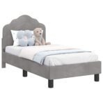 Kinderbettgestell mit Kopfteil Hellgrau 70 x 140 cm Samt – Bild 2