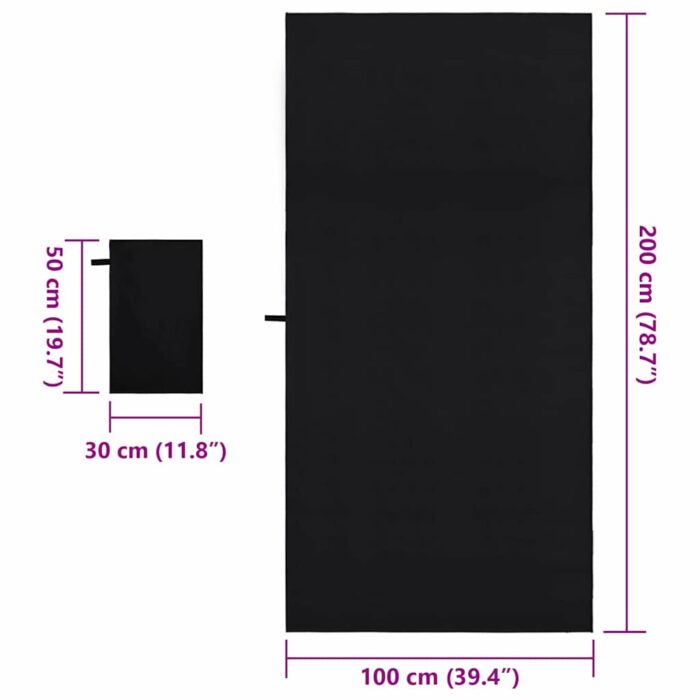 Sporthandtuch Set 2 pcs Schwarz Stoff – Bild 8