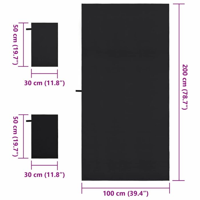 Sporthandtuch Set 3 pcs Schwarz Polyester und Polyamid – Bild 8