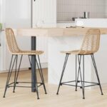 Barstuhl 2 pcs Natur 44,5 x 54,5 x 97,5 cm Rattan und Eisen