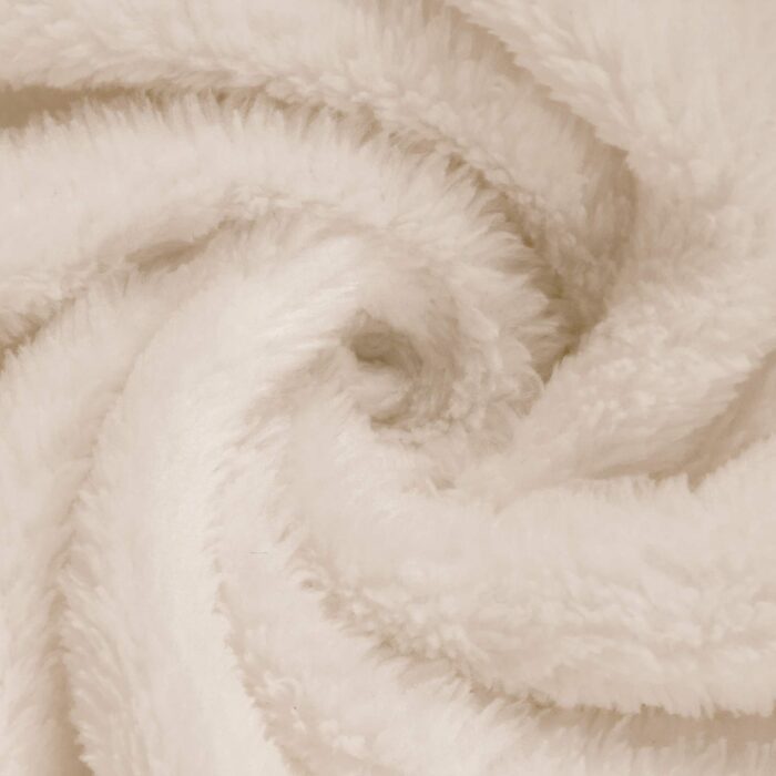 Bademantel ohne Kapuze Beige S Flanell – Bild 7