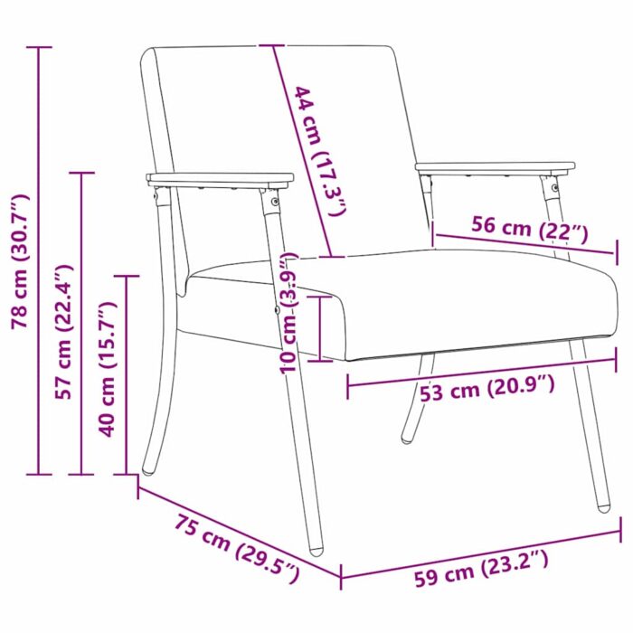 Sessel Hellgrau 59 x 75 x 78 cm Stoff – Bild 10