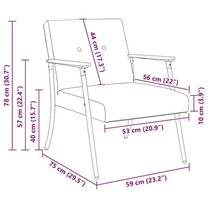 Sessel Hellgrau 59 x 75 x 78 cm Stoff – Bild 10