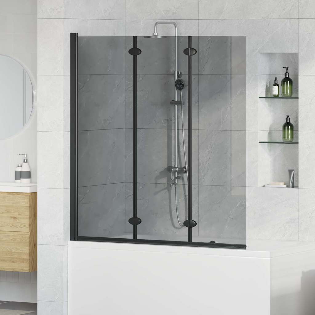 42018543_1.jpg Bad-Duschschirm Schwarz 130 x 138 cm Gehärtetes Glas – Bild 1