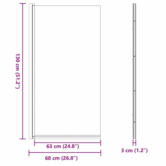 Bad-Duschschirm Schwarz 68 x 130 cm Gehärtetes Glas – Bild 10