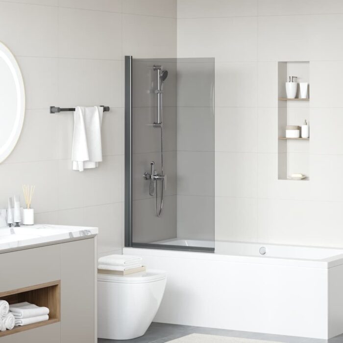 Bad-Duschschirm Schwarz 68 x 130 cm Gehärtetes Glas – Bild 3