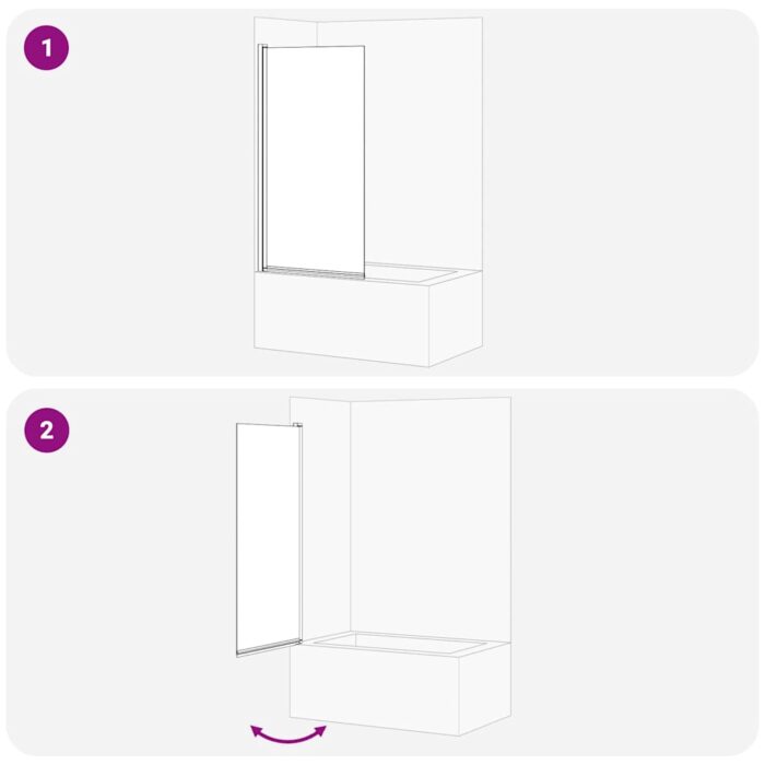 Bad-Duschschirm Schwarz 68 x 130 cm Gehärtetes Glas – Bild 9