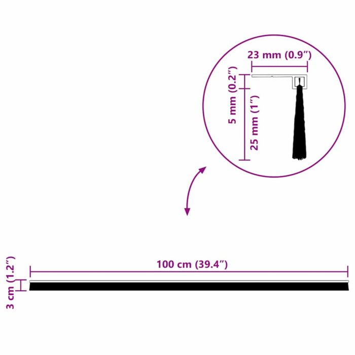 Aufsteck Türbürstendichtungen 2 pcs Braun 100 cm – Bild 12