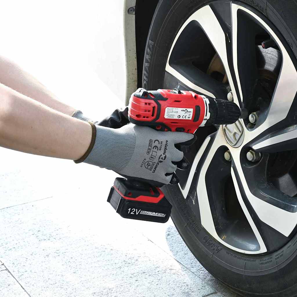 42020700_1.jpg Arbeitshandschuhe 12 pcs Grau und Schwarz 7 / S Polyester – Bild 1