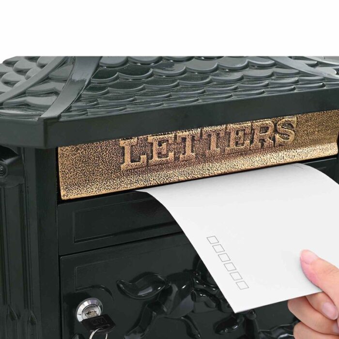 Wandmontierter Briefkasten Grün 40,5 x 16 x 45 cm Gussaluminium – Bild 3