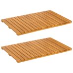 Badematte Uni Braun 60 x 40 cm Holz – Bild 2
