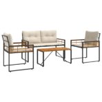 Gartenmöbel Set mit Kissen 4 pcs Creme – Bild 2