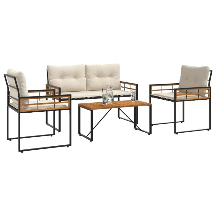 Gartenmöbel Set mit Kissen 4 pcs Creme – Bild 3