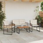 Gartenmöbel Set mit Kissen 4 pcs Creme – Bild 4