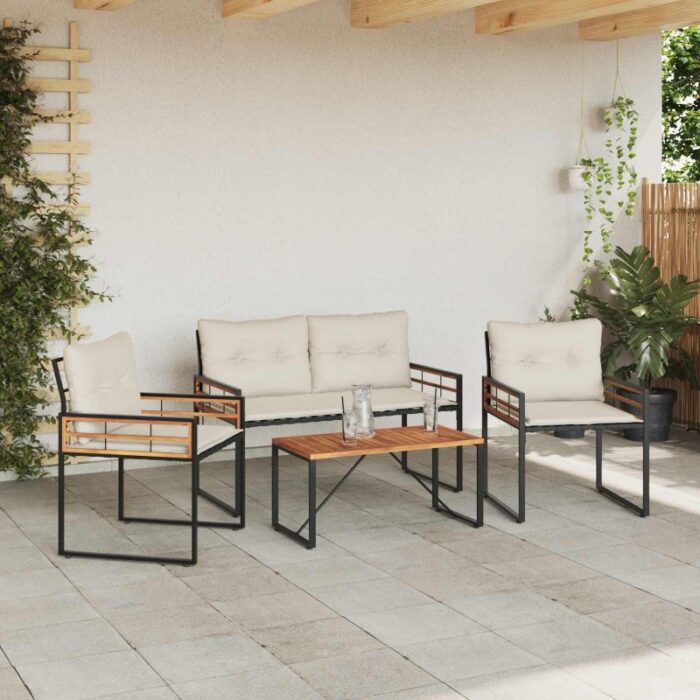 Gartenmöbel Set mit Kissen 4 pcs Creme – Bild 4