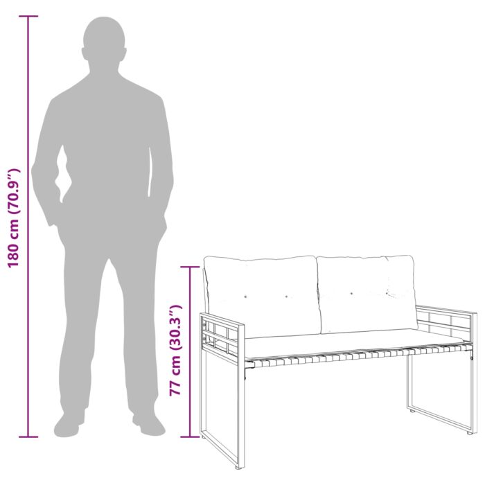 Holz-Lagenbank mit Kissen Uni mit Kissen Creme 114 x 55 x 77 cm – Bild 10