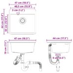 Waschbecken Schwarz 470 x 440 mm Granit – Bild 9