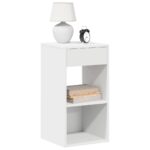 Nachttische mit Schublade 2 Stk. Weiss 35x34x66,5 cm