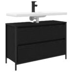 Waschbeckenunterschrank mit Schubladen Schwarz Eichen-Optik – Bild 4