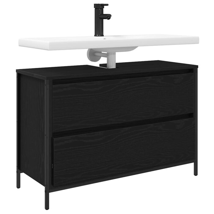 Waschbeckenunterschrank mit Schubladen Schwarz Eichen-Optik – Bild 4