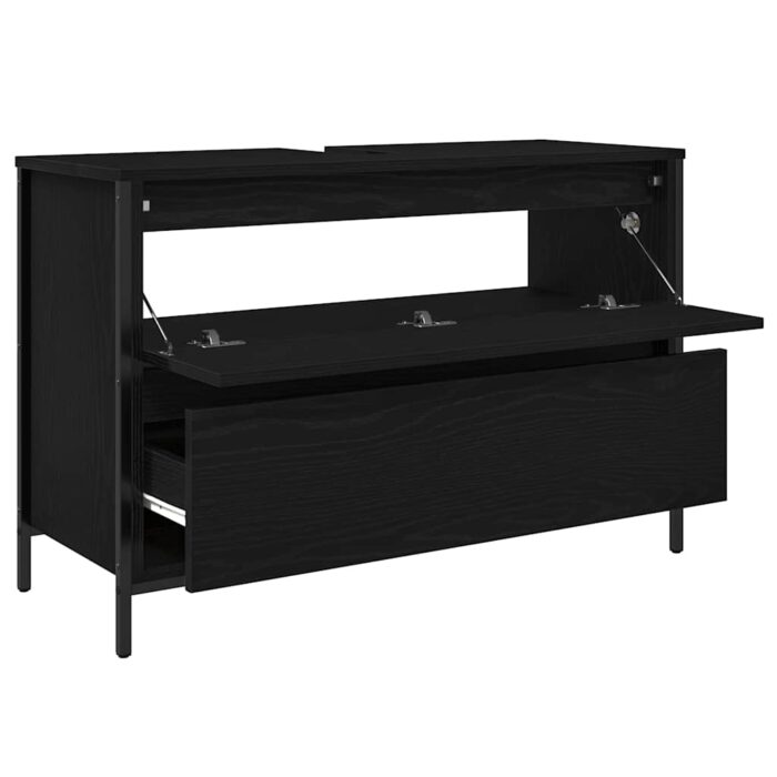 Waschbeckenunterschrank mit Schubladen Schwarz Eichen-Optik – Bild 5