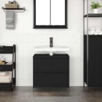 Waschbeckenunterschrank mit Schubladen Schwarz Eichen-Optik – Bild 3