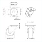 Drehrolle 2 pcs Silber 60 x 60 x 50 mm Eisen und Nylon – Bild 10