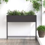 Hochbeet Gartenpflanzer Schwarz 100 x 26 x 82 cm Stahl