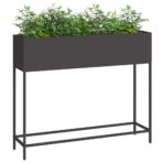 Hochbeet Gartenpflanzer Schwarz 100 x 26 x 82 cm Stahl – Bild 3
